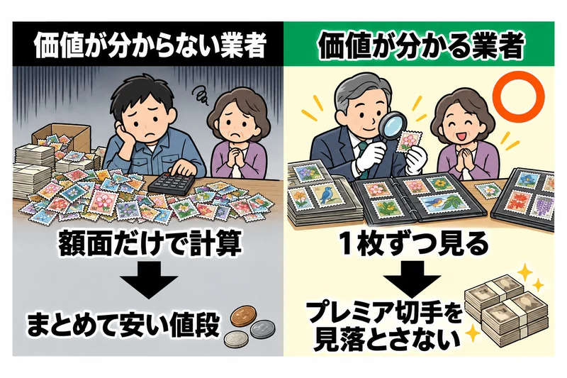 切手の価値が分からない業者と分かる業者の査定の違い