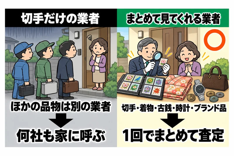 切手だけの業者と、切手以外もまとめて見てくれる業者の違い